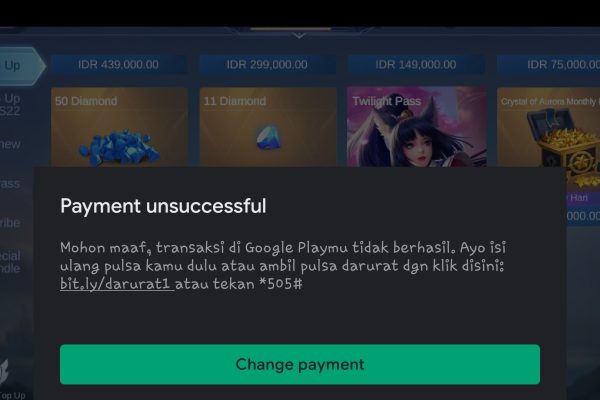 kenapa top up diamond ML gagal terus